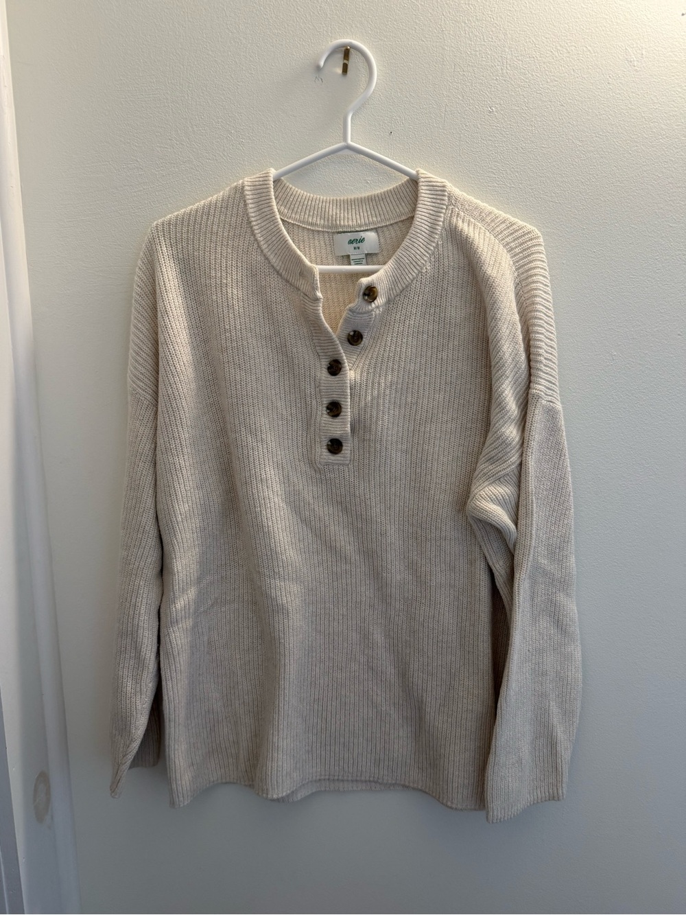 EUC Aerie Oversized Henley Knit Sweater